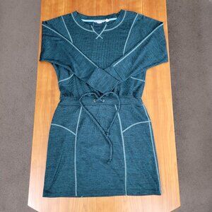 Athleta Give It Your All Green Drawstring Sweatshirt Dress - S